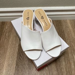 Katy Perry white clear chunky heel